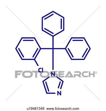 Stock Photo - Clotrimazole antifungal drug, molecular model. Fotosearch