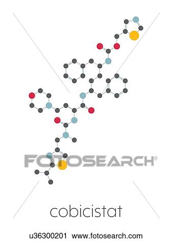 Stock Image - Cobicistat cytochrome P450 inhibiting drug, molecular model. Fotosearch