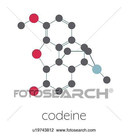 Stock Image - Codeine pain and cough relief drug, molecular model. Fotosearch