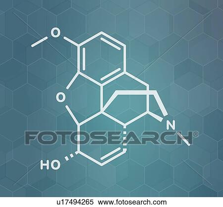 Stock Photography - Codeine pain and cough relief drug, molecular model. Fotosearch