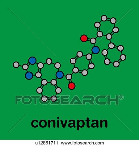 Stock Image - Conivaptan hyponatremia drug, molecular model. Fotosearch