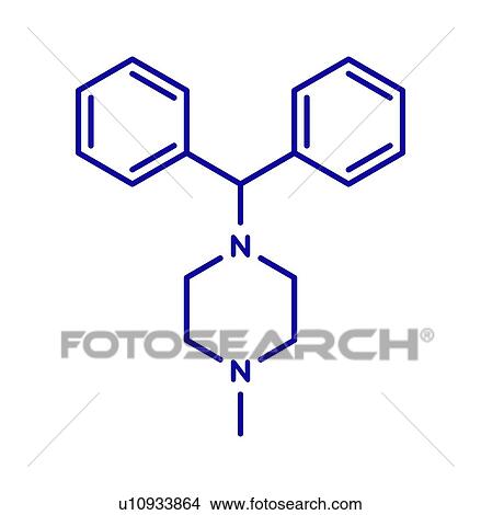 Picture - Cyclizine antiemetic drug, molecular model. Fotosearch