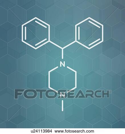 Picture - Cyclizine antiemetic drug, molecular model. Fotosearch