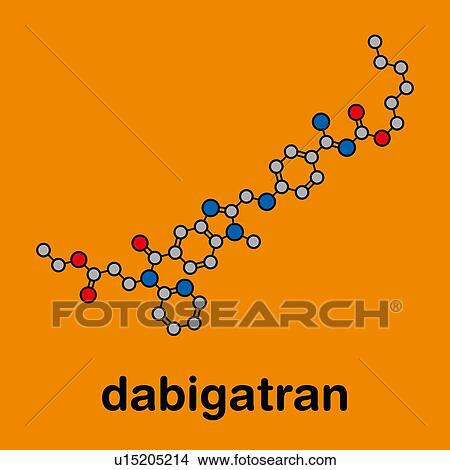 Picture - Dabigatran anticoagulant drug, molecular model. Fotosearch