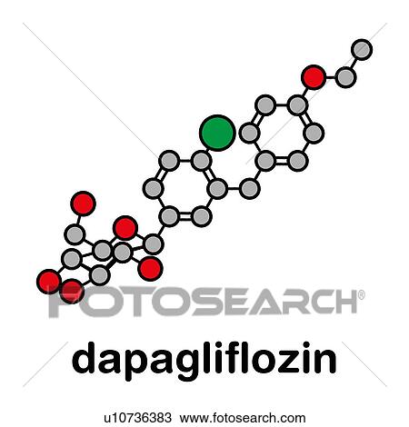 Stock Image - Dapagliflozin diabetes drug, molecular model. Fotosearch