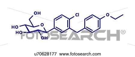 Stock Photo - Dapagliflozin diabetes drug, molecular model. Fotosearch