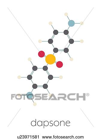 Stock Image - Dapsone antibacterial drug, molecular model. Fotosearch