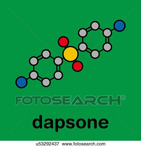 Stock Photo - Dapsone antibacterial drug, molecular model. Fotosearch