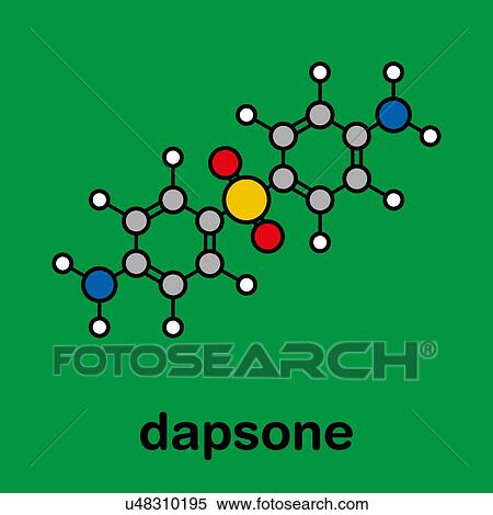 Stock Photography - Dapsone antibacterial drug, molecular model. Fotosearch