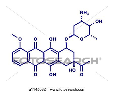 Picture - Daunorubicin chemotherapy drug, molecular model. Fotosearch