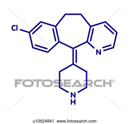 Stock Image - Desloratadine antihistamine drug, molecular model. Fotosearch