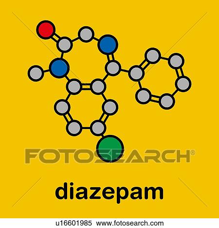 Stock Photography - Diazepam sedative and hypnotic drug, molecular model. Fotosearch