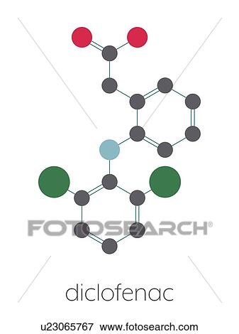 Stock Photo - Diclofenac pain and inflammation drug, molecular model. Fotosearch
