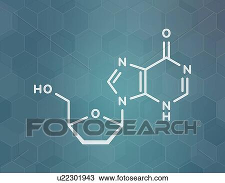 Stock Image - Didanosine HIV drug, molecular model. Fotosearch