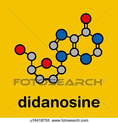 Stock Photography - Didanosine HIV drug, molecular model. Fotosearch