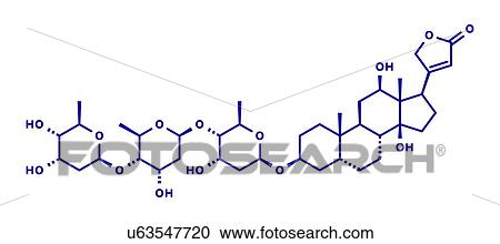 Stock Image - Digoxin heart failure drug, molecular model. Fotosearch