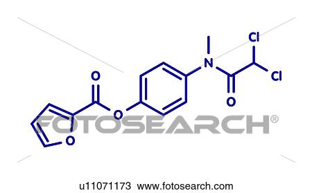 Stock Image - Diloxanide furoate amoebiasis drug, molecular model. Fotosearch