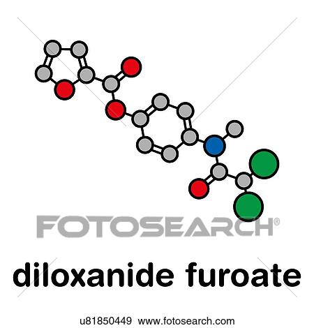 Stock Photo - Diloxanide furoate amoebiasis drug, molecular model. Fotosearch