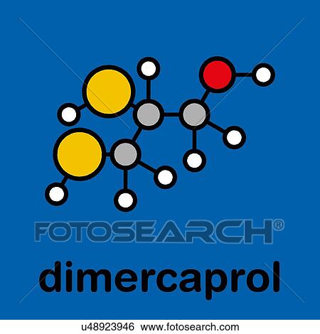 Stock Photograph - Dimercaprol metal poisoning antidote, molecular model. Fotosearch