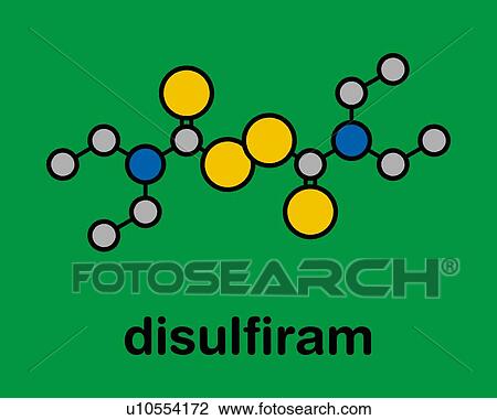 Stock Image - Disulfiram alcoholism drug, molecular model. Fotosearch