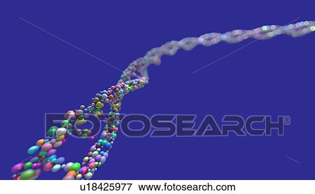 Stock Photo - DNA (deoxyribonucleic acid) strand against a blue background, illustration.. Fotosearch