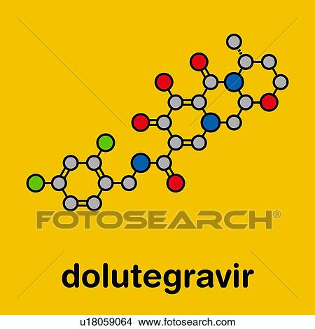 Picture - Dolutegravir HIV drug, molecular model. Fotosearch
