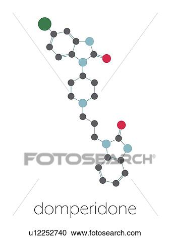 Stock Image - Domperidone nausea and vomiting drug, molecular model. Fotosearch