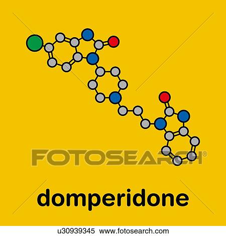Stock Photography - Domperidone nausea and vomiting drug, molecular model. Fotosearch