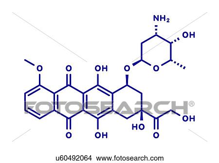 Picture - Doxorubicin chemotherapy drug, molecular model. Fotosearch