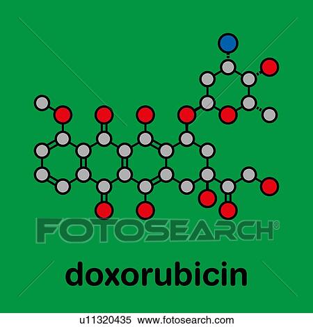 Stock Photography - Doxorubicin chemotherapy drug, molecular model. Fotosearch