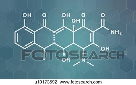 Stock Image - Doxycycline antibiotic drug, molecular model. Fotosearch
