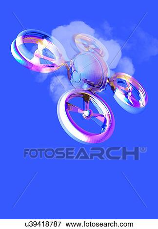 Drone against a blue background, illustration. View Large Photo Image Stock Photo - Drone against a blue background, illustration.. Fotosearch
