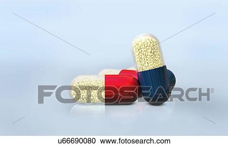 Stock Image - Drug capsules, illustration. Fotosearch