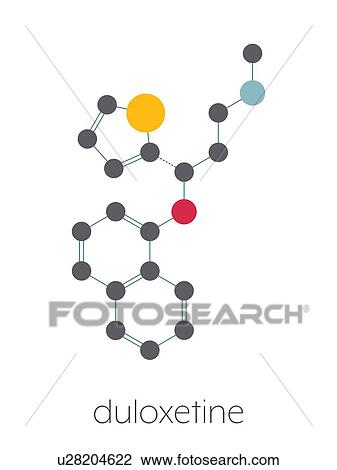 Stock Image - Duloxetine antidepressant drug, molecular model. Fotosearch