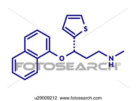 Stock Image - Duloxetine antidepressant drug, molecular model. Fotosearch