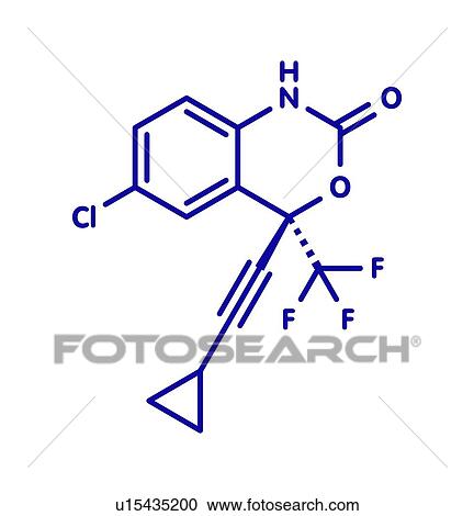 Stock Image - Efavirenz HIV drug, molecular model. Fotosearch