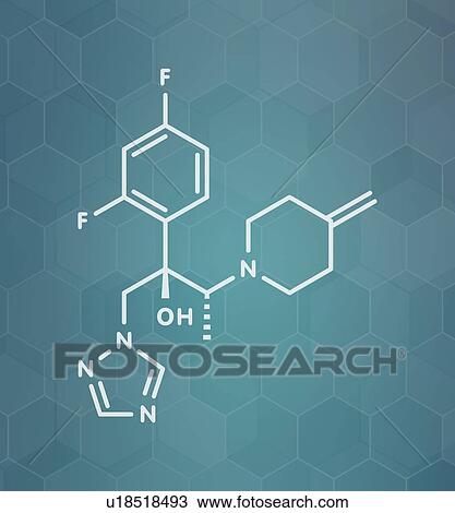 Stock Image - Efinaconazole antifungal drug, molecular model. Fotosearch