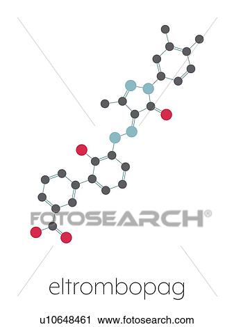 Stock Image - Eltrombopag thrombocytopenia drug, molecular model. Fotosearch