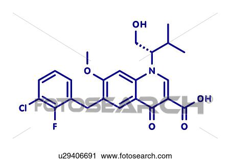 Stock Image - Elvitegravir HIV drug, molecular model. Fotosearch