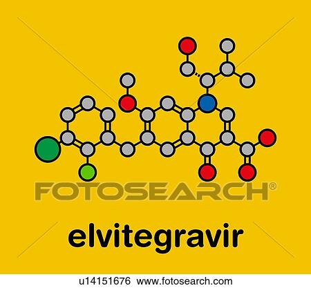 Stock Photograph - Elvitegravir HIV drug, molecular model. Fotosearch