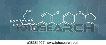 Stock Photo - Empagliflozin diabetes drug, molecular model. Fotosearch