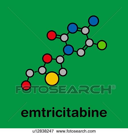 Stock Photo - Emtricitabine HIV drug, molecular model. Fotosearch