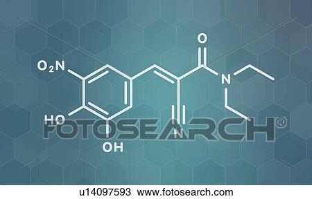 Stock Image - Entacapone Parkinson's disease drug, molecular model. Fotosearch