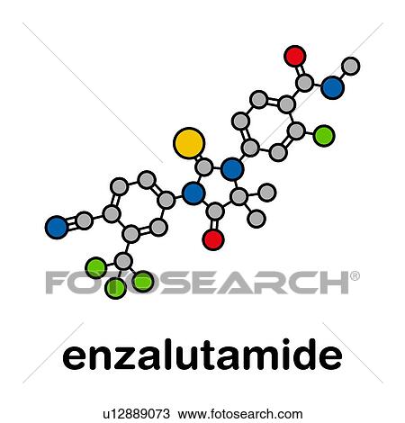 Stock Image - Enzalutamide prostate cancer drug, molecular model. Fotosearch