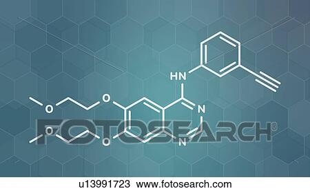 Stock Image - Erlotinib cancer drug, molecular model. Fotosearch