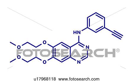 Stock Photo - Erlotinib cancer drug, molecular model. Fotosearch