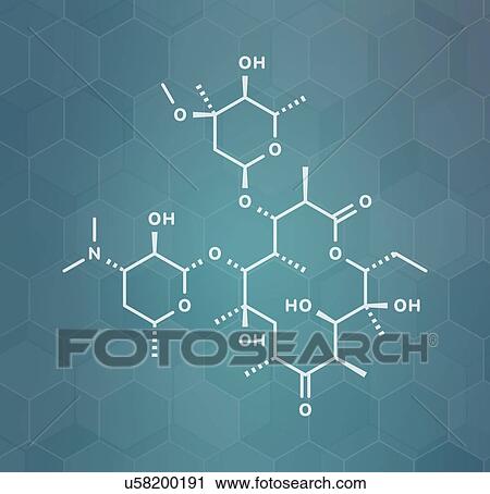 Stock Image - Erythromycin antibiotic drug, molecular model. Fotosearch