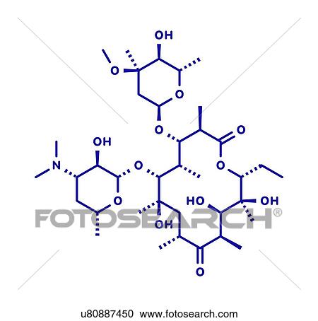 Stock Image - Erythromycin antibiotic drug, molecular model. Fotosearch