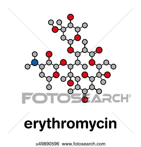 Stock Photograph - Erythromycin antibiotic drug, molecular model. Fotosearch