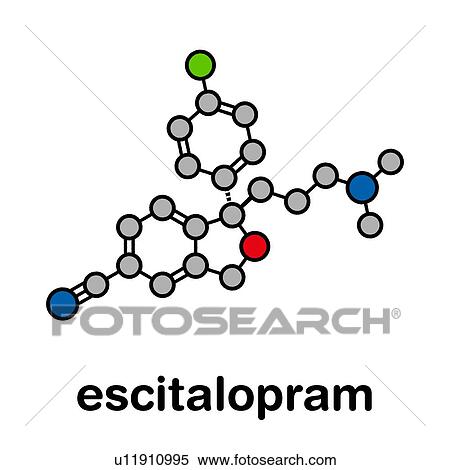 Stock Photography - Escitalopram antidepressant drug, molecular model. Fotosearch